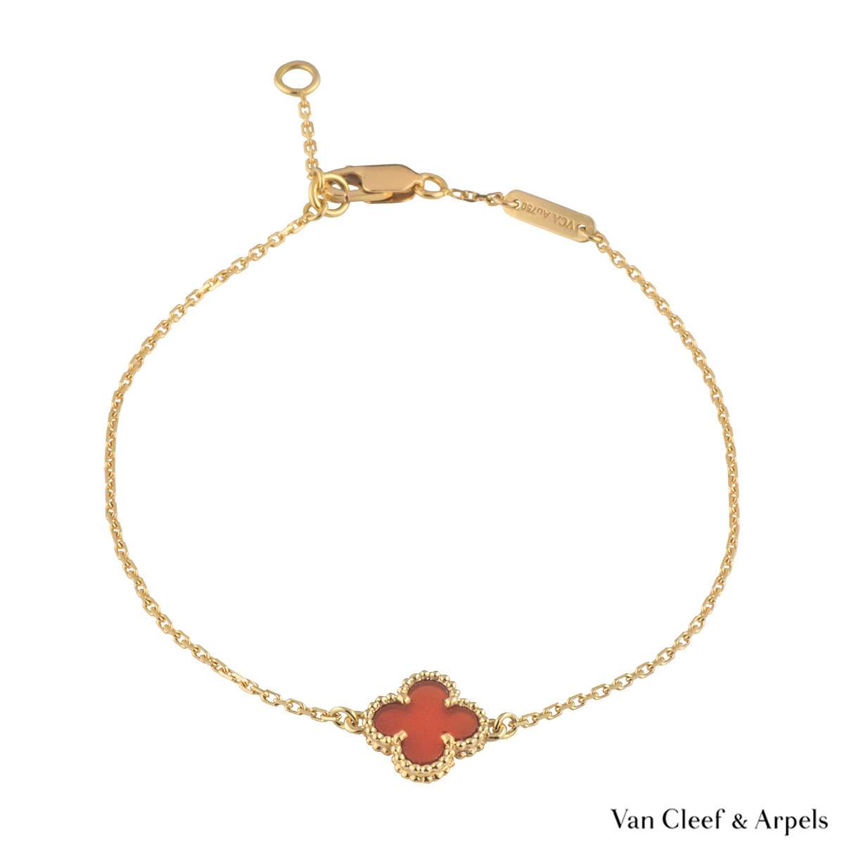 VAN CLEEF & ARPELS 18K Rose Gold Carnelian Sweet Alhambra Bracelet 1219155